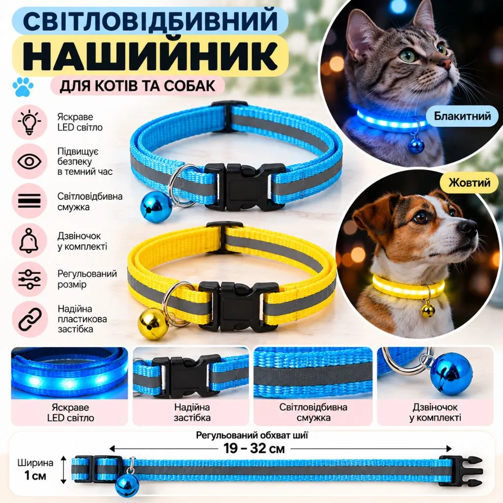 🐱🐶 Світлодіодний нашийник для котів і собак