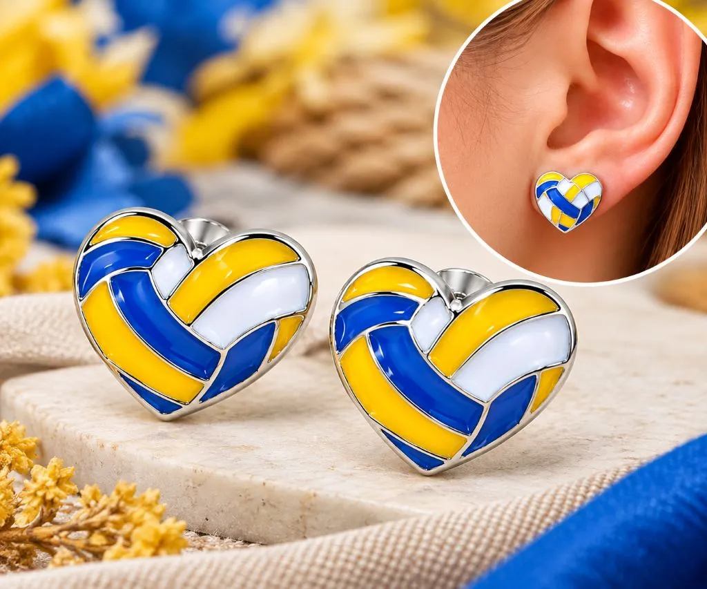 💙💛 Сережки-гвіздочки «Серце України»