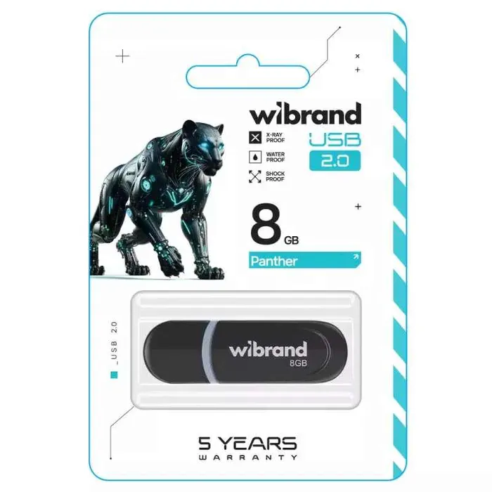 Флеш-накопичувач Wibrand USB 2.0 Panther 8Gb Black