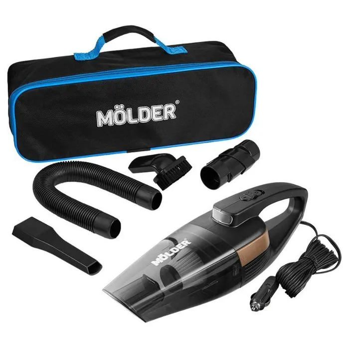 Пылесос автомобильный Molder 110Вт 3.2кПа 12V от прикуривателя с фонариком черный (MA34020)
